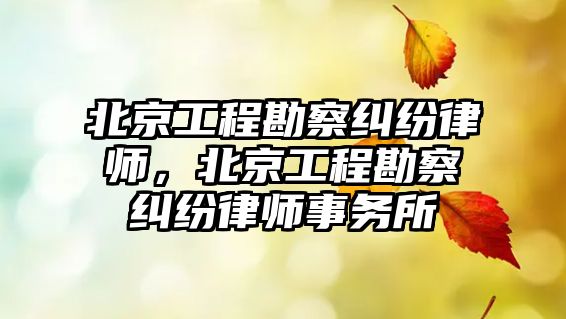 北京工程勘察糾紛律師，北京工程勘察糾紛律師事務所