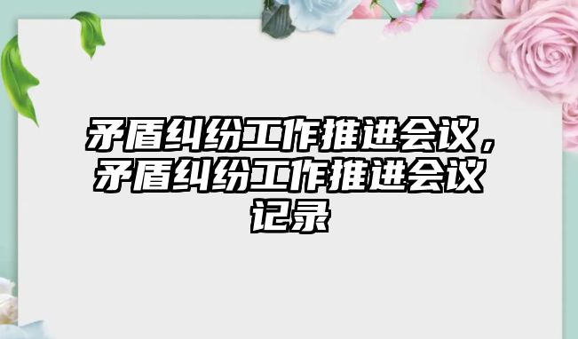 矛盾糾紛工作推進會議，矛盾糾紛工作推進會議記錄