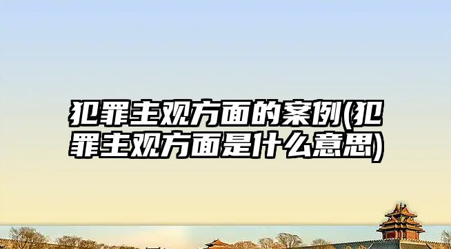 犯罪主觀方面的案例(犯罪主觀方面是什么意思)