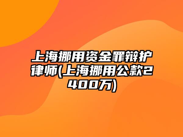 上海挪用資金罪辯護(hù)律師(上海挪用公款2400萬(wàn))