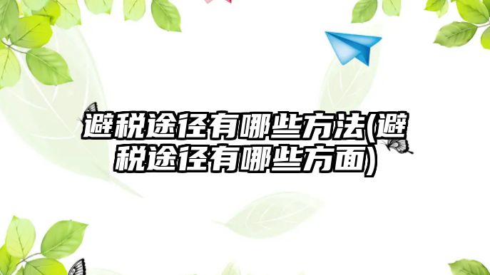 避稅途徑有哪些方法(避稅途徑有哪些方面)