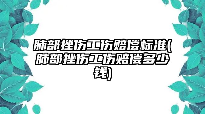 肺部挫傷工傷賠償標準(肺部挫傷工傷賠償多少錢)