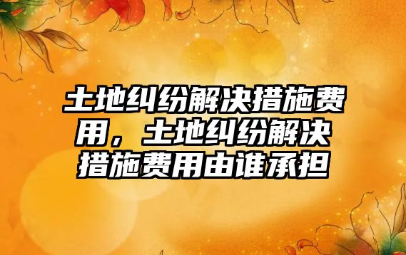 土地糾紛解決措施費用，土地糾紛解決措施費用由誰承擔