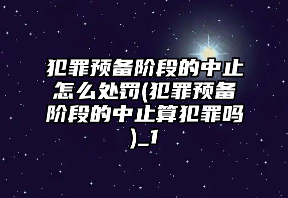 犯罪預備階段的中止怎么處罰(犯罪預備階段的中止算犯罪嗎)_1