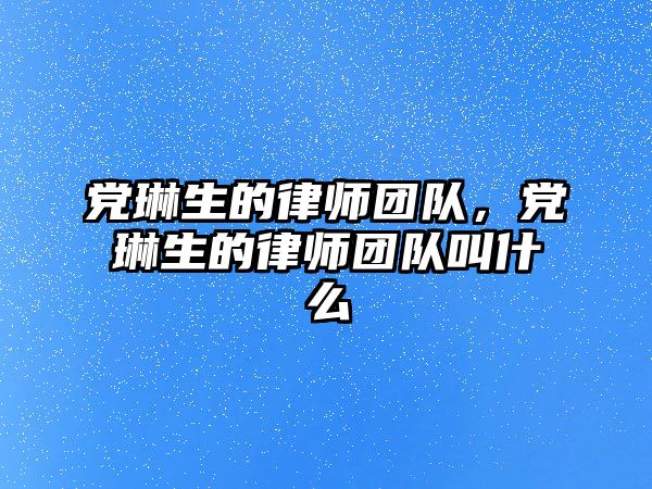 黨琳生的律師團隊，黨琳生的律師團隊叫什么