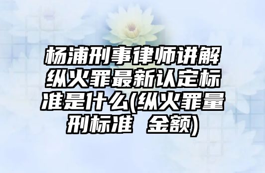 楊浦刑事律師講解縱火罪最新認定標準是什么(縱火罪量刑標準 金額)