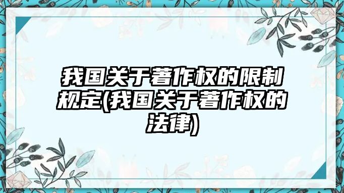 我國關于著作權的限制規定(我國關于著作權的法律)