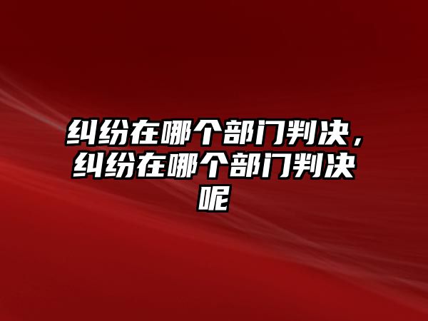 糾紛在哪個部門判決，糾紛在哪個部門判決呢