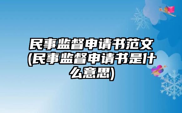 民事監督申請書范文(民事監督申請書是什么意思)