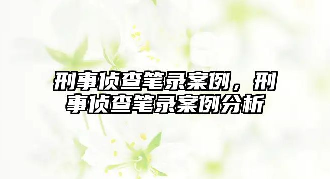 刑事偵查筆錄案例，刑事偵查筆錄案例分析