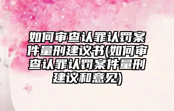 如何審查認罪認罰案件量刑建議書(如何審查認罪認罰案件量刑建議和意見)