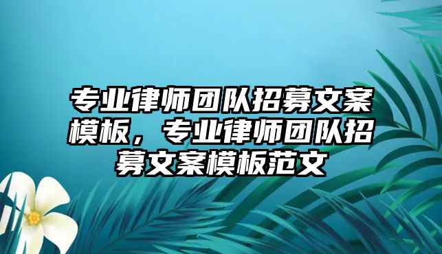 專業律師團隊招募文案模板，專業律師團隊招募文案模板范文