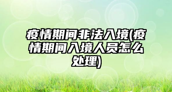 疫情期間非法入境(疫情期間入境人員怎么處理)