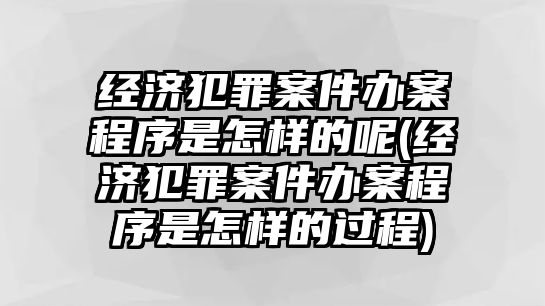 經濟犯罪案件辦案程序是怎樣的呢(經濟犯罪案件辦案程序是怎樣的過程)