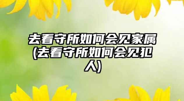 去看守所如何會見家屬(去看守所如何會見犯人)