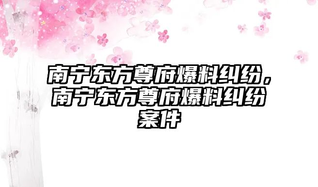 南寧東方尊府爆料糾紛，南寧東方尊府爆料糾紛案件