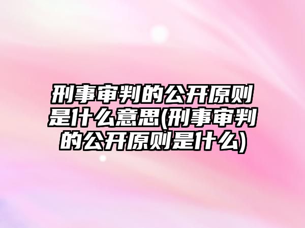 刑事審判的公開原則是什么意思(刑事審判的公開原則是什么)