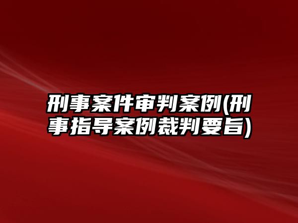 刑事案件審判案例(刑事指導(dǎo)案例裁判要旨)