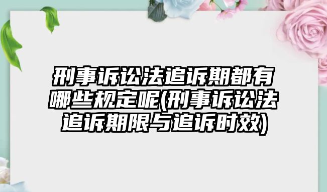 刑事訴訟法追訴期都有哪些規定呢(刑事訴訟法追訴期限與追訴時效)