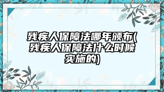 殘疾人保障法哪年頒布(殘疾人保障法什么時候實施的)