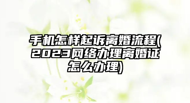 手機怎樣起訴離婚流程(2023網絡辦理離婚證怎么辦理)