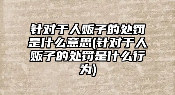 針對于人販子的處罰是什么意思(針對于人販子的處罰是什么行為)