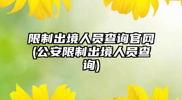 限制出境人員查詢官網(wǎng)(公安限制出境人員查詢)