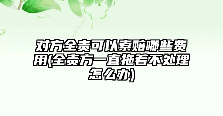 對方全責(zé)可以索賠哪些費(fèi)用(全責(zé)方一直拖著不處理怎么辦)