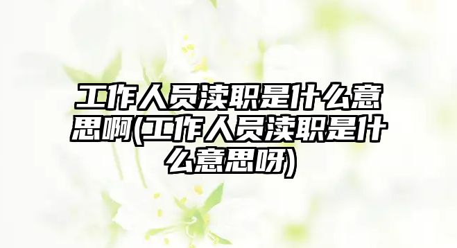 工作人員瀆職是什么意思啊(工作人員瀆職是什么意思呀)