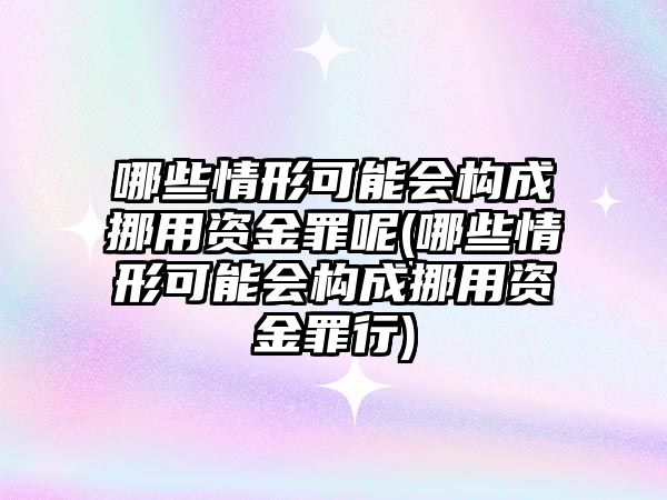 哪些情形可能會(huì)構(gòu)成挪用資金罪呢(哪些情形可能會(huì)構(gòu)成挪用資金罪行)