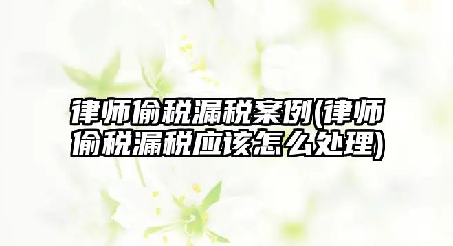 律師偷稅漏稅案例(律師偷稅漏稅應(yīng)該怎么處理)