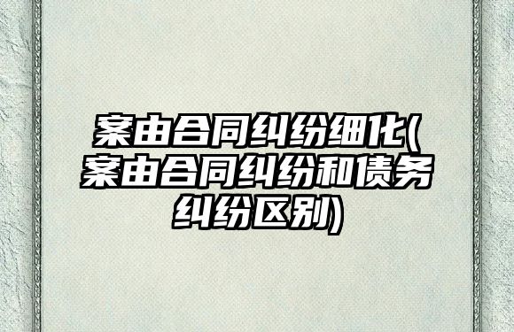 案由合同糾紛細(xì)化(案由合同糾紛和債務(wù)糾紛區(qū)別)