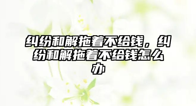 糾紛和解拖著不給錢，糾紛和解拖著不給錢怎么辦