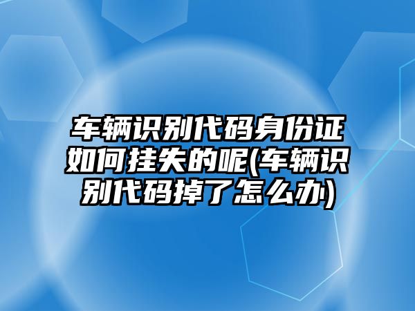 車輛識別代碼身份證如何掛失的呢(車輛識別代碼掉了怎么辦)