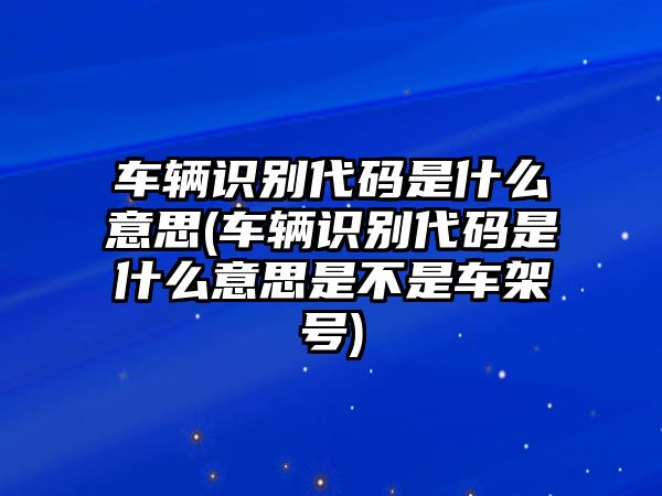 車輛識別代碼是什么意思(車輛識別代碼是什么意思是不是車架號)