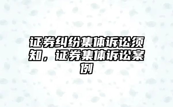 證券糾紛集體訴訟須知，證券集體訴訟案例