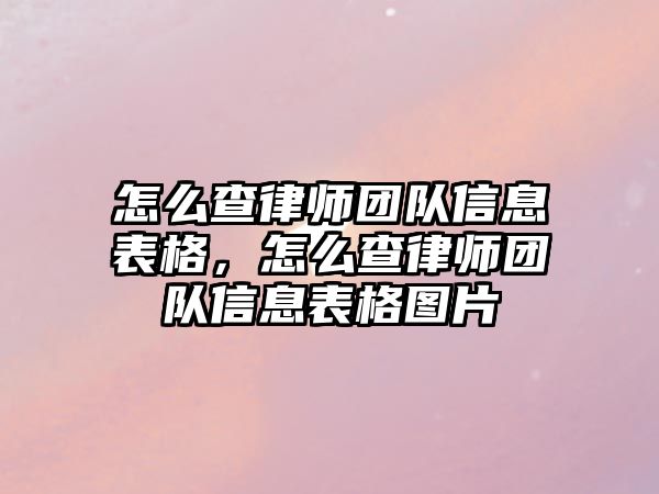 怎么查律師團隊信息表格，怎么查律師團隊信息表格圖片