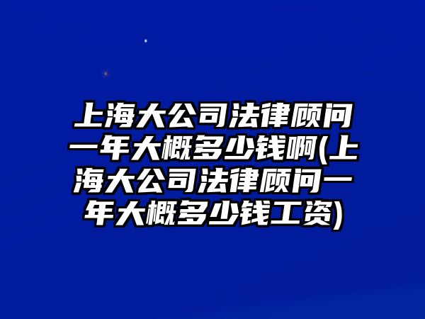 上海大公司法律顧問一年大概多少錢啊(上海大公司法律顧問一年大概多少錢工資)