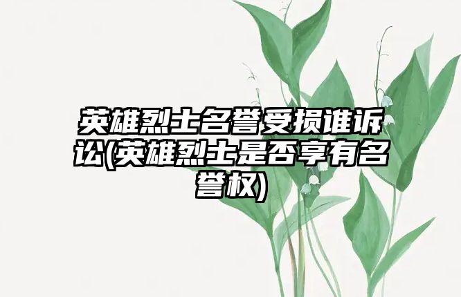 英雄烈士名譽受損誰訴訟(英雄烈士是否享有名譽權)