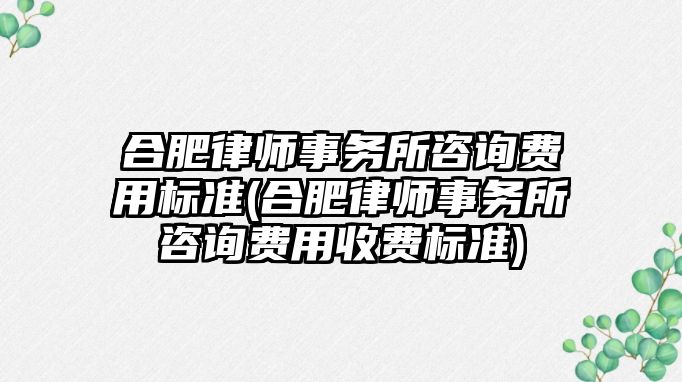 合肥律師事務所咨詢費用標準(合肥律師事務所咨詢費用收費標準)