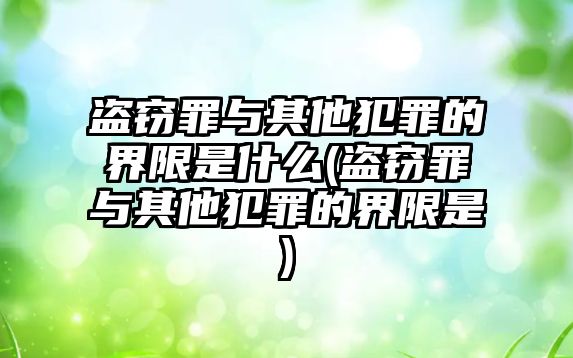 盜竊罪與其他犯罪的界限是什么(盜竊罪與其他犯罪的界限是)