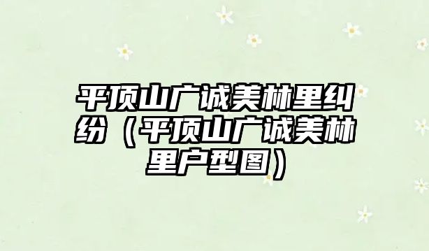 平頂山廣誠美林里糾紛（平頂山廣誠美林里戶型圖）