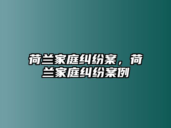 荷蘭家庭糾紛案，荷蘭家庭糾紛案例