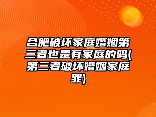 合肥破壞家庭婚姻第三者也是有家庭的嗎(第三者破壞婚姻家庭罪)