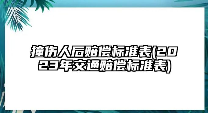 撞傷人后賠償標準表(2023年交通賠償標準表)