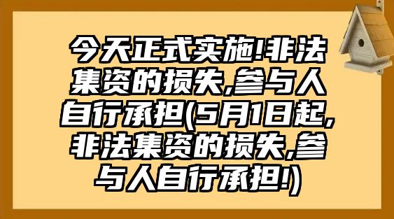 今天正式實施!非法集資的損失,參與人自行承擔(5月1日起,非法集資的損失,參與人自行承擔!)