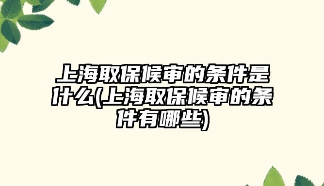 上海取保候審的條件是什么(上海取保候審的條件有哪些)