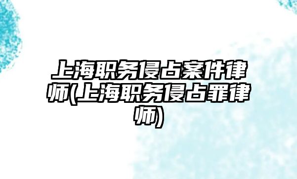 上海職務(wù)侵占案件律師(上海職務(wù)侵占罪律師)