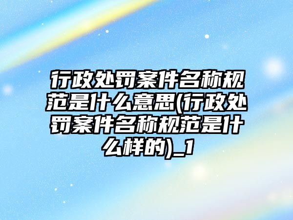 行政處罰案件名稱規范是什么意思(行政處罰案件名稱規范是什么樣的)_1