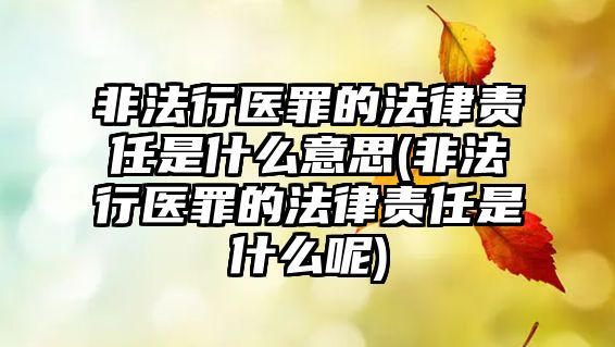 非法行醫罪的法律責任是什么意思(非法行醫罪的法律責任是什么呢)